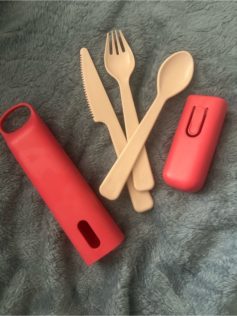 Hip Reusable Light Pink Cutlery Set with Dark Pink Carry Case